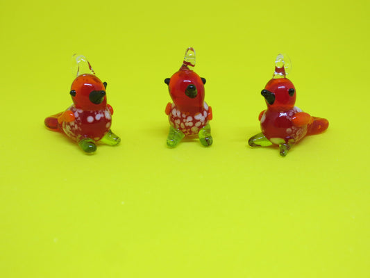 Glass Cardinal red birds (3)